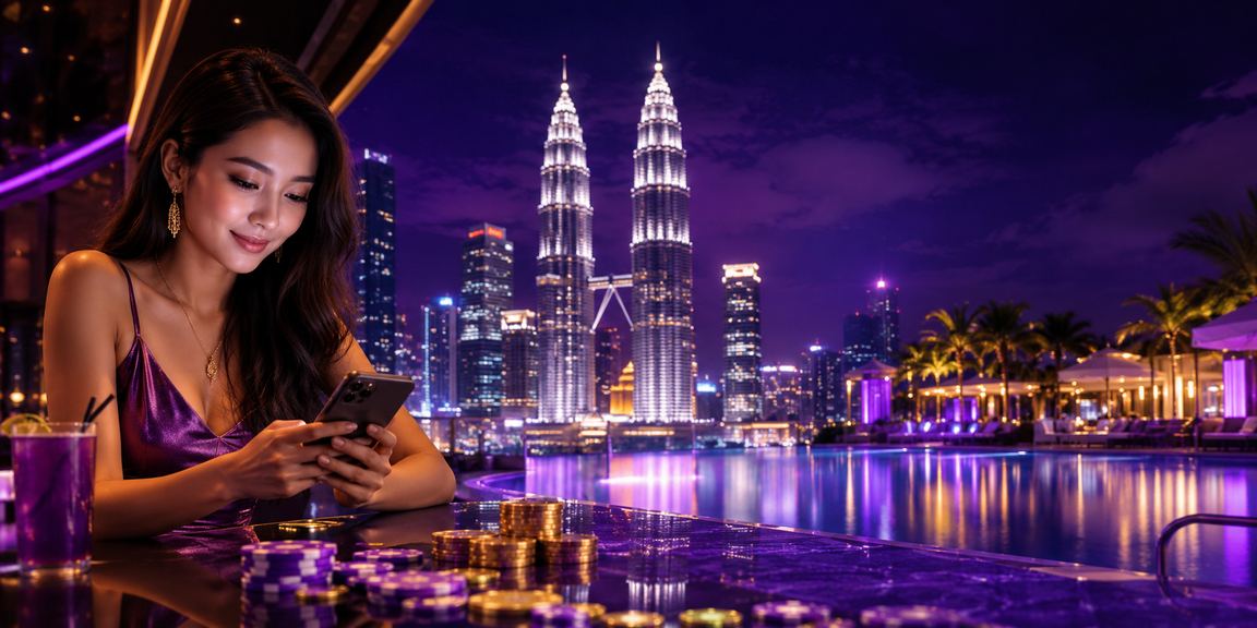 Pemain Baccarat gaya Melayu menggunakan telefon pintar di Kuala Lumpur